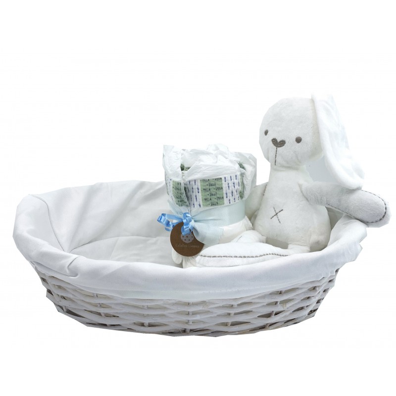 Canastilla para bebés mustela personalizable con oso peluche bordado