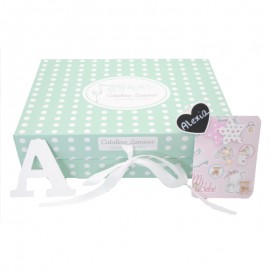 Caja bebé Unisex Mediana Verde mint con lazo